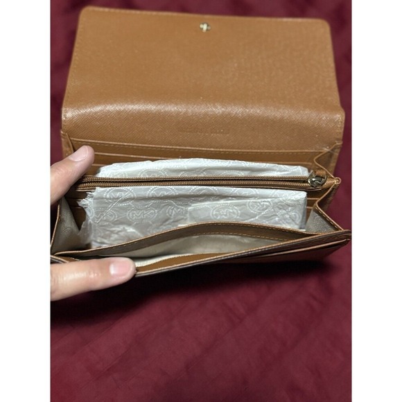 Michael Kors Brown Saffiano Leather MK Logo Envelope Wallet - Picture 5 of 9